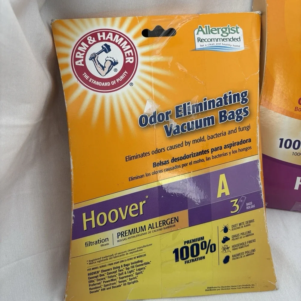 Arm‎ & Hammer Hoover Type A Vacuum Bags 2 Packages-Odor Eliminating Bags